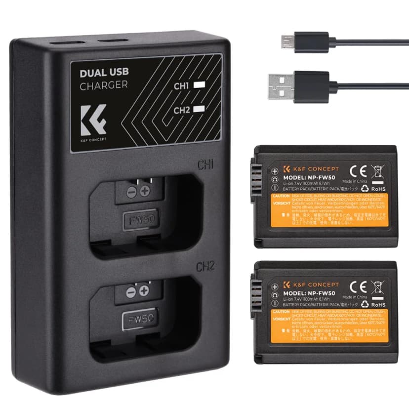 Bộ Pin Sạc Sony NP-FW50 K&F Concept 1100mAh | KF28.0015